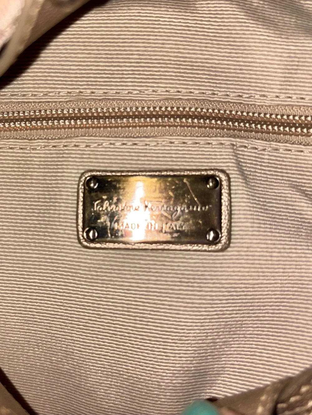 Salvatore Ferragamo Vara Ribbon Metallic Leather Hobo Bag